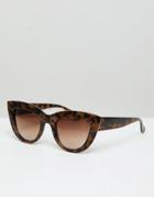 Monki Cateye Sunglasses In Tortoise - Brown