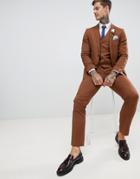 Harry Brown Wedding Slim Fit Super Soft Suit Pants - Brown