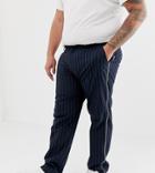 Asos Design Plus Skinny Smart Pants In Stripe With White Piping-black