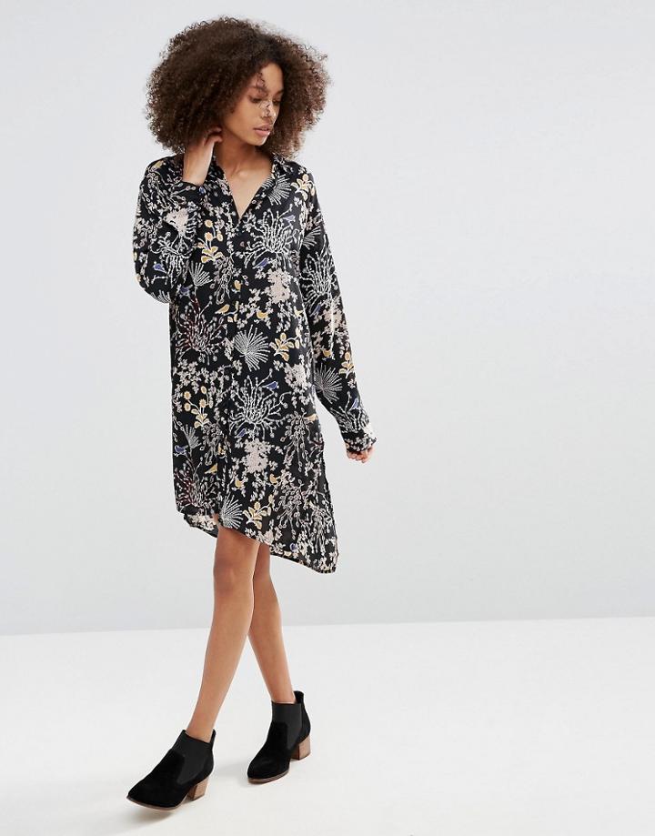 Only Floral Shirt Dress - Black