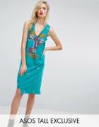 Asos Tall Exclusive Midi Tank Dress With Large Eyelet Detail - Multi