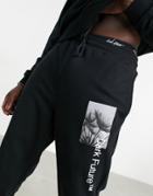 Asos Dark Future Set Oversized Sweatpants In Black With Graphic And Logo Prints