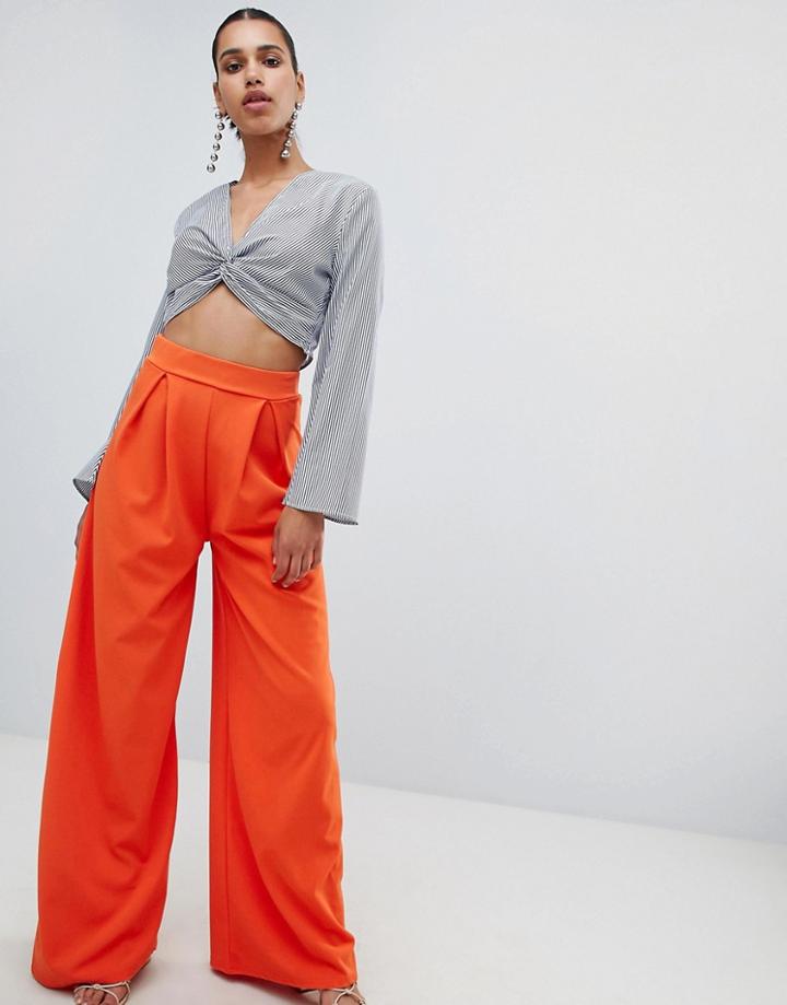 Prettylittlething Extreme Wide Leg Trouser - Orange