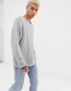 Asos Design Midweight Oversized Textured Sweater In Gray - Gray