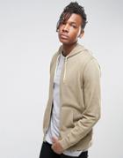 Asos Zip Up Hoodie In Stone - Green