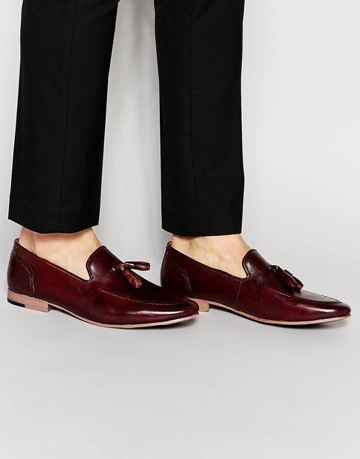 Kg By Kurt Geiger Drewsbury Tassle Loafers In Leather - Red