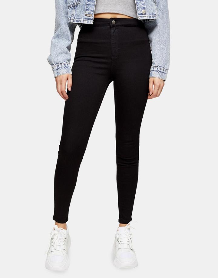 Topshop Holding-power Joni Jeans In Black