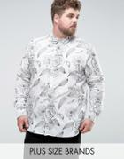 Noose & Monkey Plus Skinny Smart Shirt With Floral Print - White