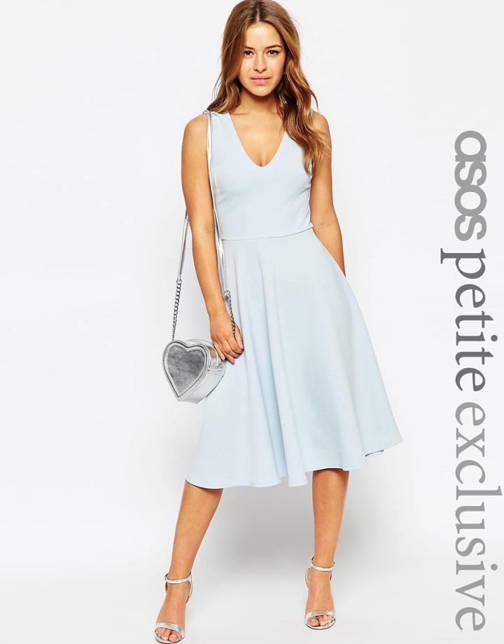 Asos Petite Midi Dress In Texture - Blue