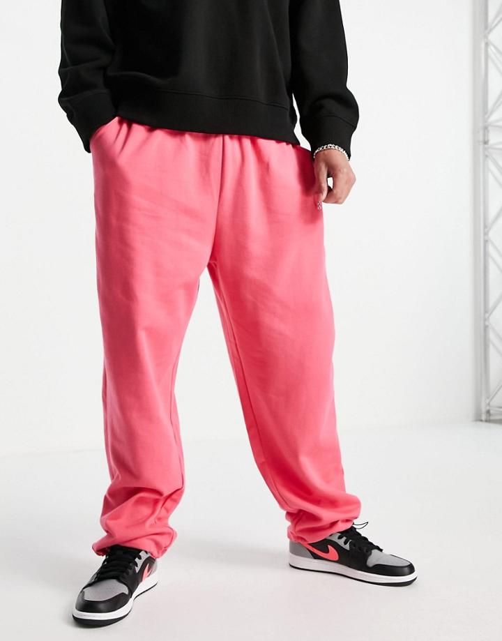 Asos Design Super Oversized Sweatpants With Toggle Hem In Pink - Part Of A Set