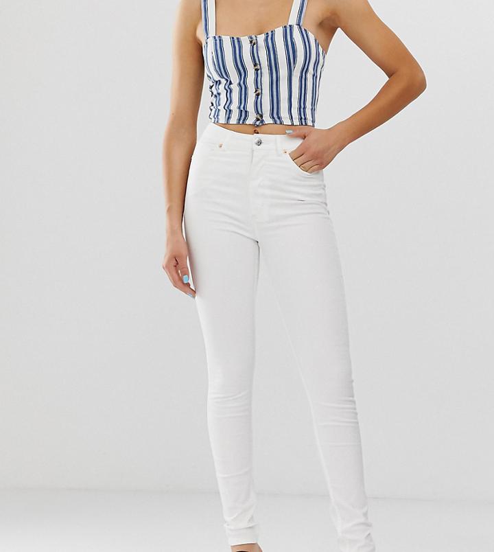 Monki Organic Cotton High Waist Skinny Jeans White - White