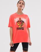 Bershka Cobra Paradise Motif Tee In Orange - Orange