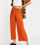 Asos Design Tall Plisse Culotte Pants In Rust-orange