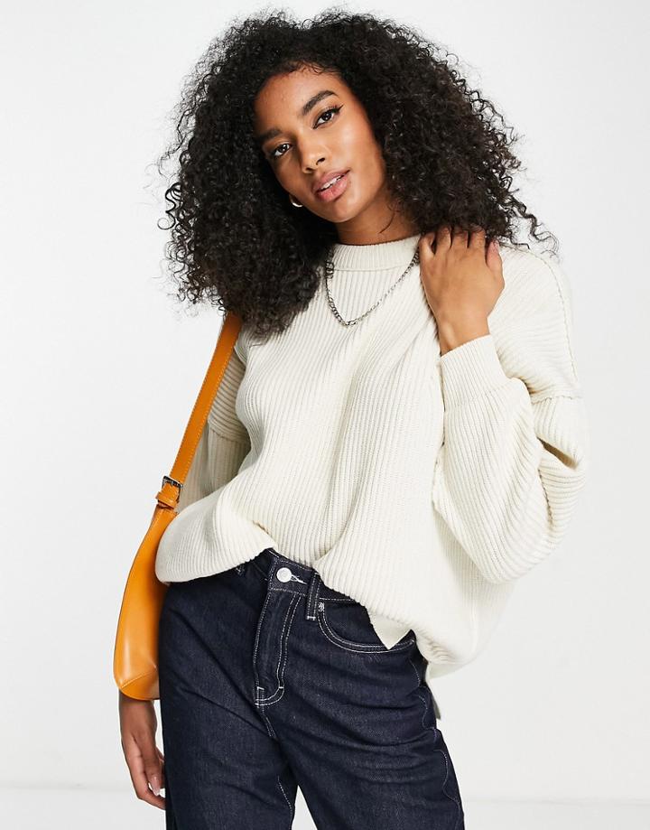 Asos Design Oversized Sweater In Rib In Cream-white