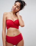 South Beach Wrap Over Bikini Set In Red - Red
