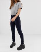 Pieces Shape-up Mid Rise Skinny Jeans - Navy