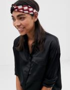 Asos Design Headband With Knot Front In Geo Link Print - Multi