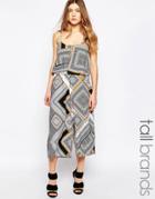 Influence Tall Culotte Jumpsuit In Scarf Print - Multi