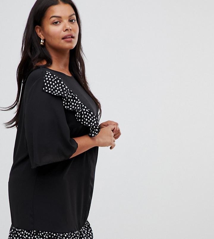 Lovedrobe Blouse With Metallic Spot Panels - Black