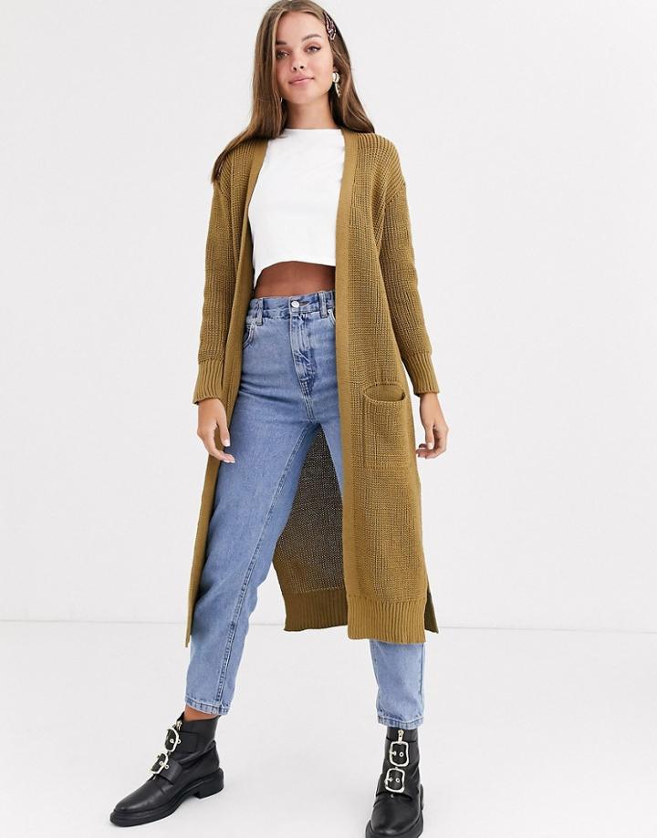 New Look Maxi Pocket Cardi In Stone