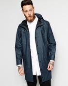 Rains Long Waterproof Jacket - Navy