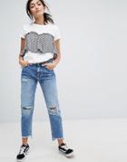Bershka Gingham T-shirt - White