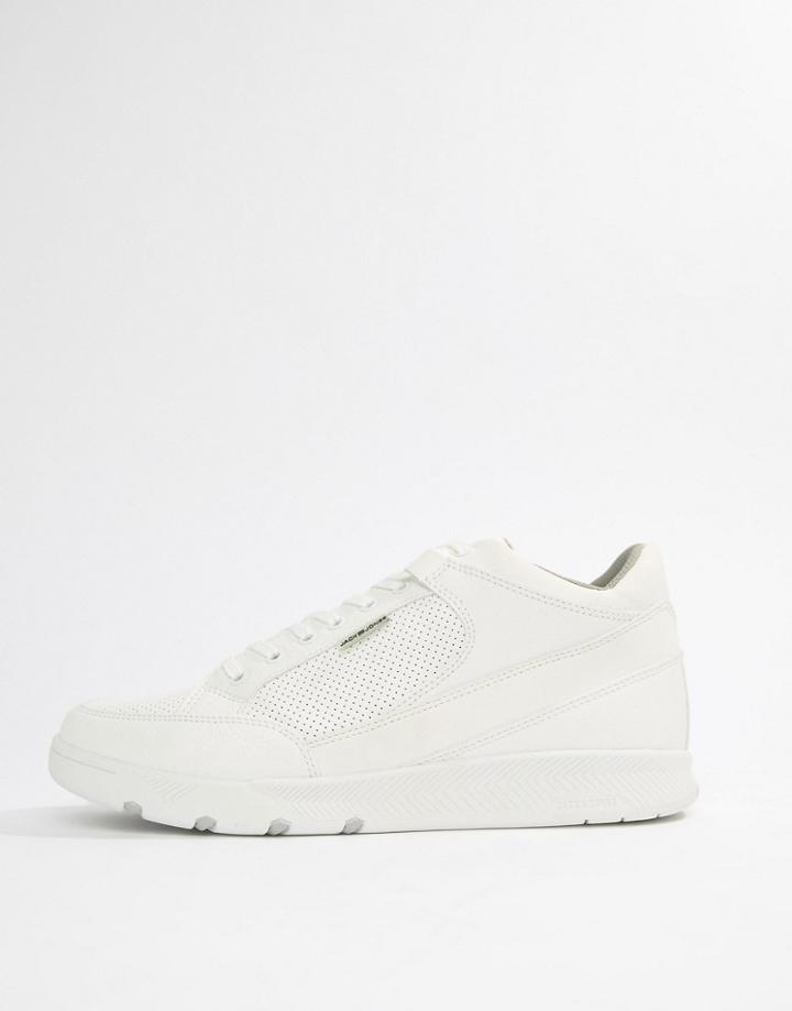 Jack & Jones Lace Up Perforated Sneakers - White