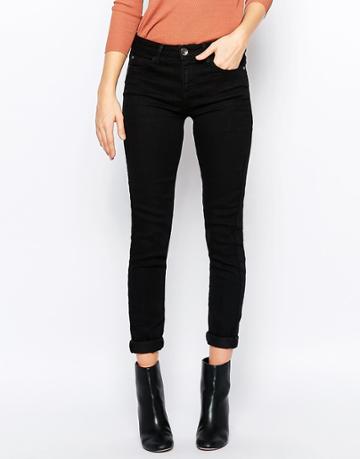 Dry Cast Super Skinny Mid Rise Black Jeans - True Black