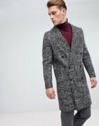 New Look Wool Overcoat In Fleck Black - Black