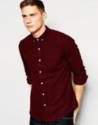 Asos Shirt In Wool Mix With Long Sleeves - Burgundy