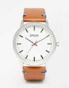 Breda Leather Strap Watch - Brown