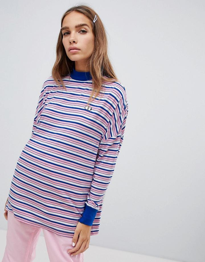 Lazy Oaf Oversize T-shirt With Eyes Logo - Pink