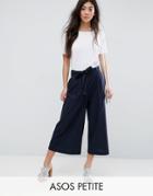 Asos Petite Linen Culottes - Navy