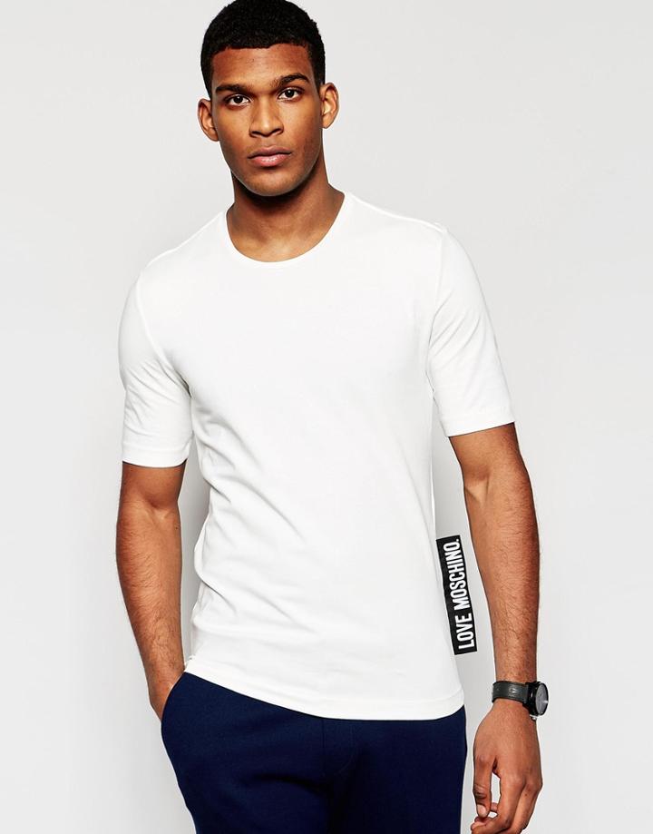 Love Moschino T-shirt With Side Tab Logo - White