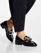 Asos Design Mailbox Statement Chain Loafers In Black