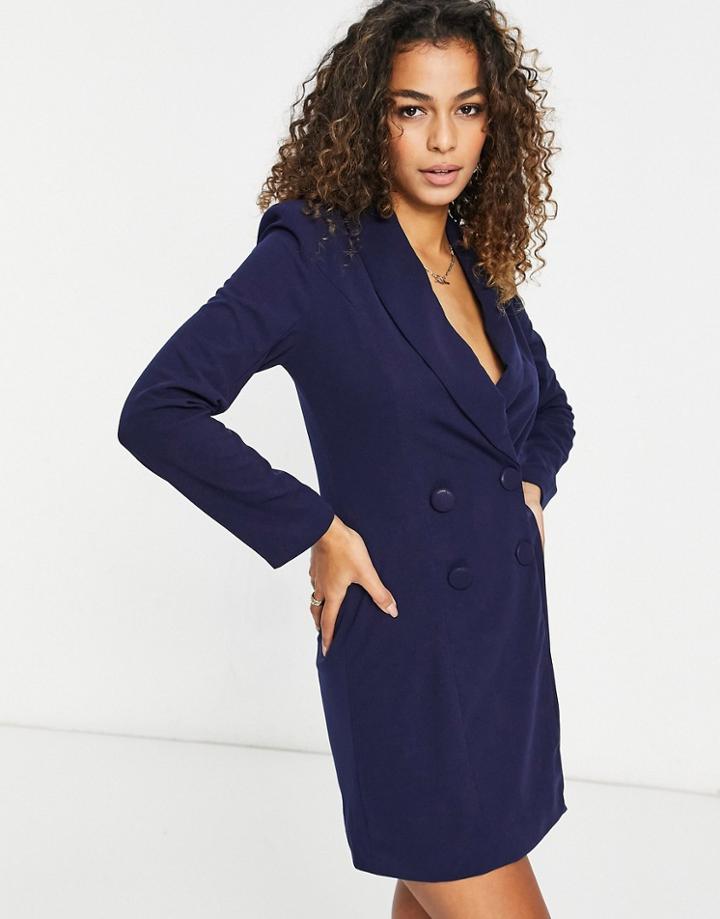 Club L London Double Breasted Mini Blazer Dress In Navy