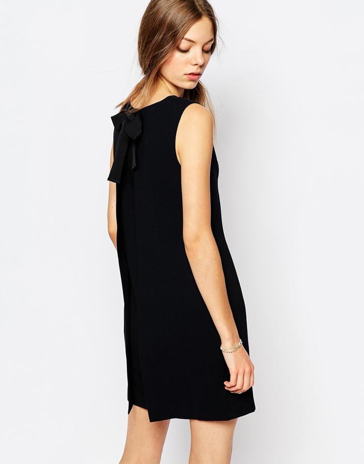 Suncoo Tie Back Shift Dress In Blue - 03 Bleu Nuit