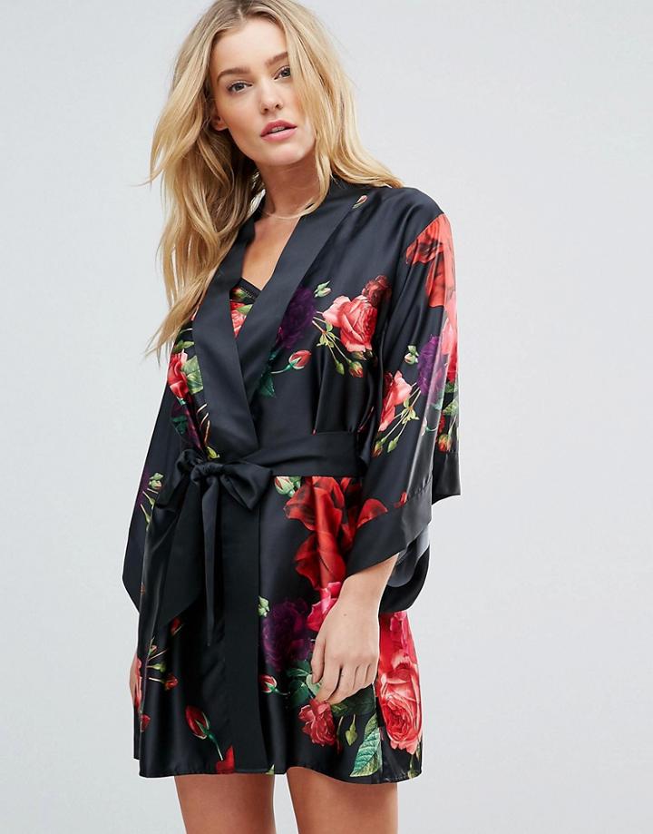 B By Ted Baker Juxtapose Rose Kimono - Black