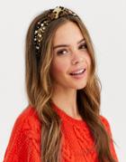 Asos Design Knot Headband In Leopard Print With Pearl Embellishment-multi
