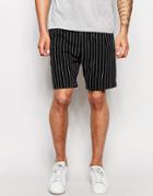 Asos Shorts In Wool Mix Pinstripe Black - Black