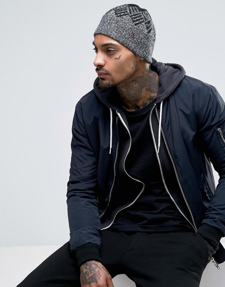 Original Penguin Argyle Knit Beanie - Black