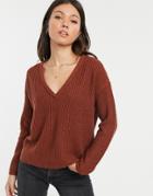 Jdy Knitted V-neck Sweater-brown