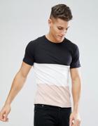Only & Sons Crew Neck T-shirt In Color Block - Black