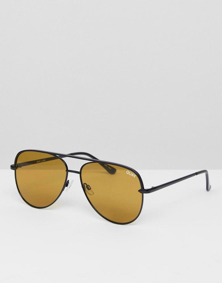 Quay Australia Sahara Aviator Sunglasses In Black/olive - Black