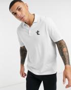 Asos Design Relaxed Organic Polo In Off White With Cherub Print