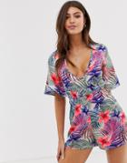 Influence Floral Print Beach Romper - Multi