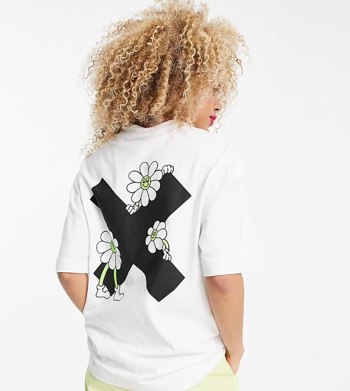 Collusion Unisex T-shirt With Logo X Back Print In White