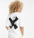 Collusion Unisex T-shirt With Logo X Back Print In White