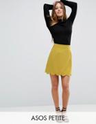 Asos Petite A-line Mini Skirt With Scallop Hem - Green