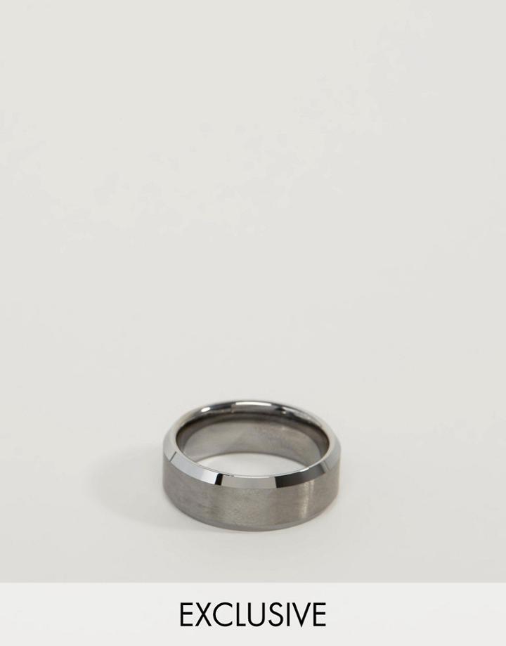 Reclaimed Vintage Brushed Band Ring In Silver - Silver